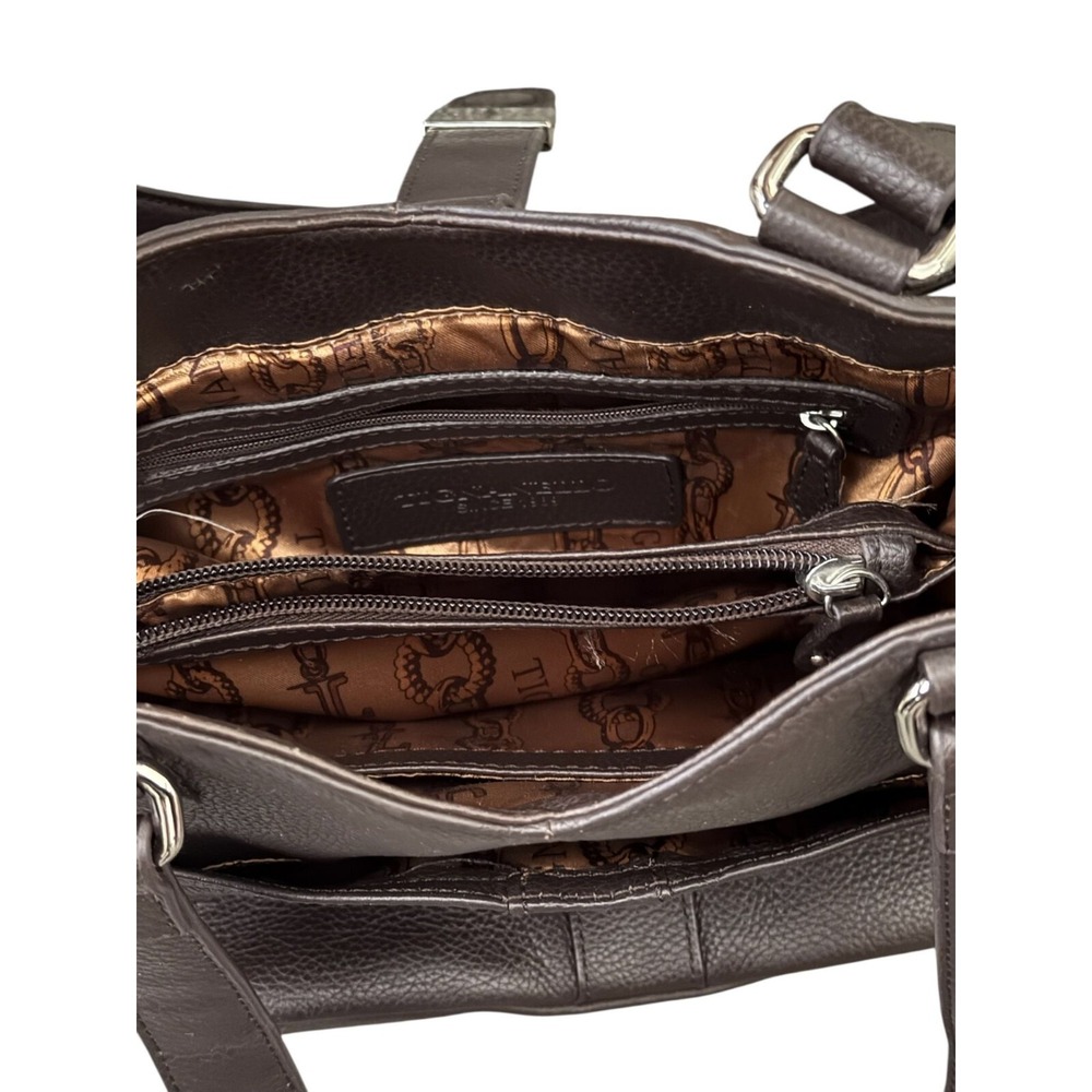 Tigananello Brown Pebbled Leather Handbag Purse Tote - Picture 8 of 10